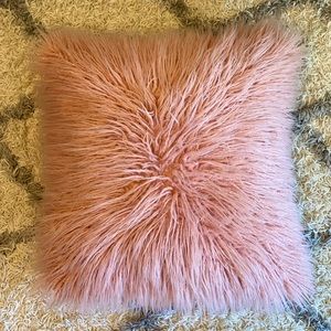 SET OF 2 Large Pink Faux Fur Throw Pillow Covers
